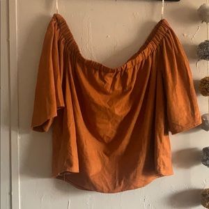 Rust Off the Shoulder Suede Top
